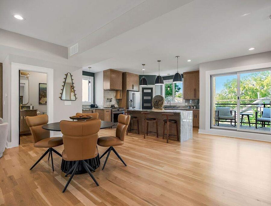 Dining room with views into the open-concept kitchen