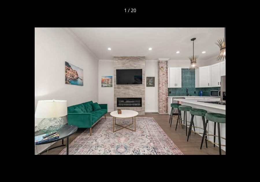 Living room at 511 Campbell St, Unit B furnished corporate apartment in Kansas City