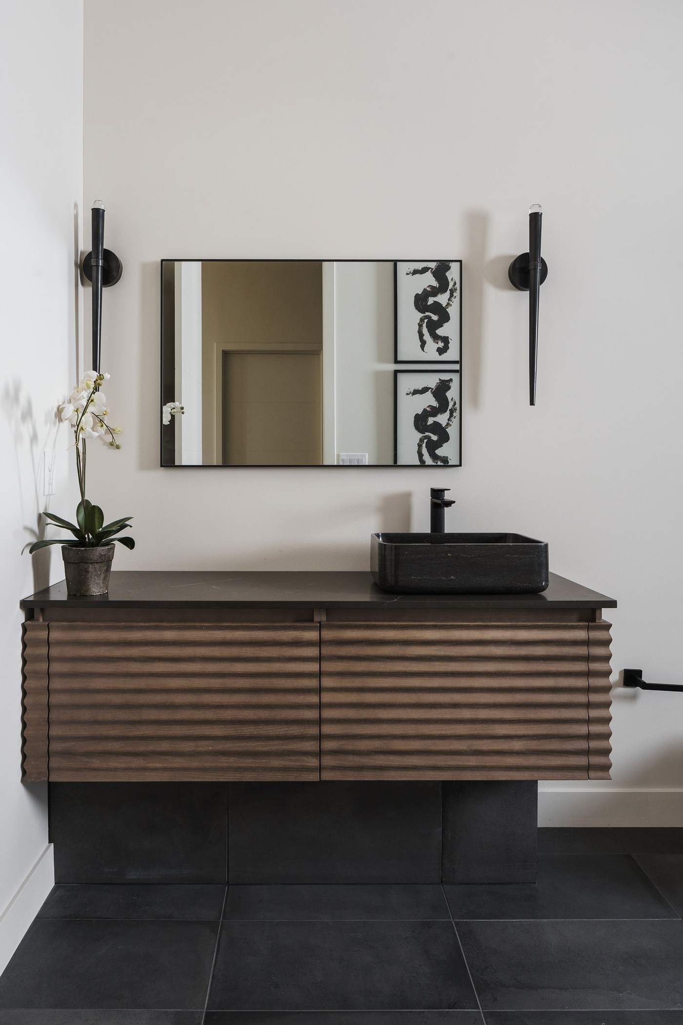 Custom wood bathroom vanity, Hickok Homes craftsmanship near Gilbert, AZ