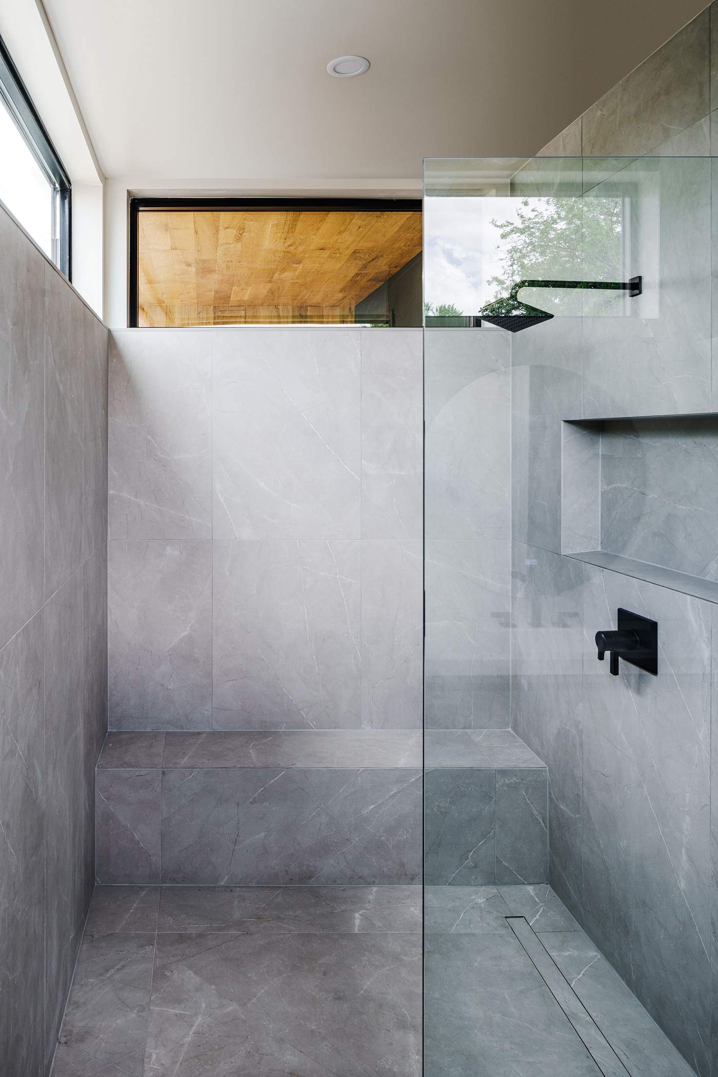 Curbless walk-in shower in a custom bathroom remodel in Paradise Valley, AZ
